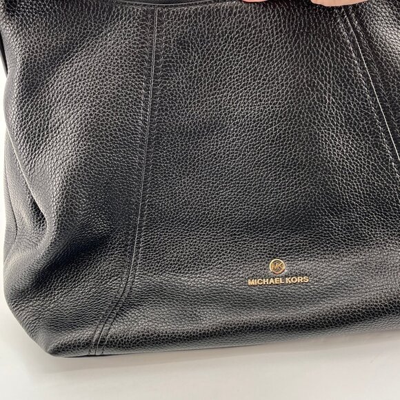 Michael Kors Sienna Large Pebbled Leather Shoulder Bag Black Convertible Strap - Picture 10 of 14